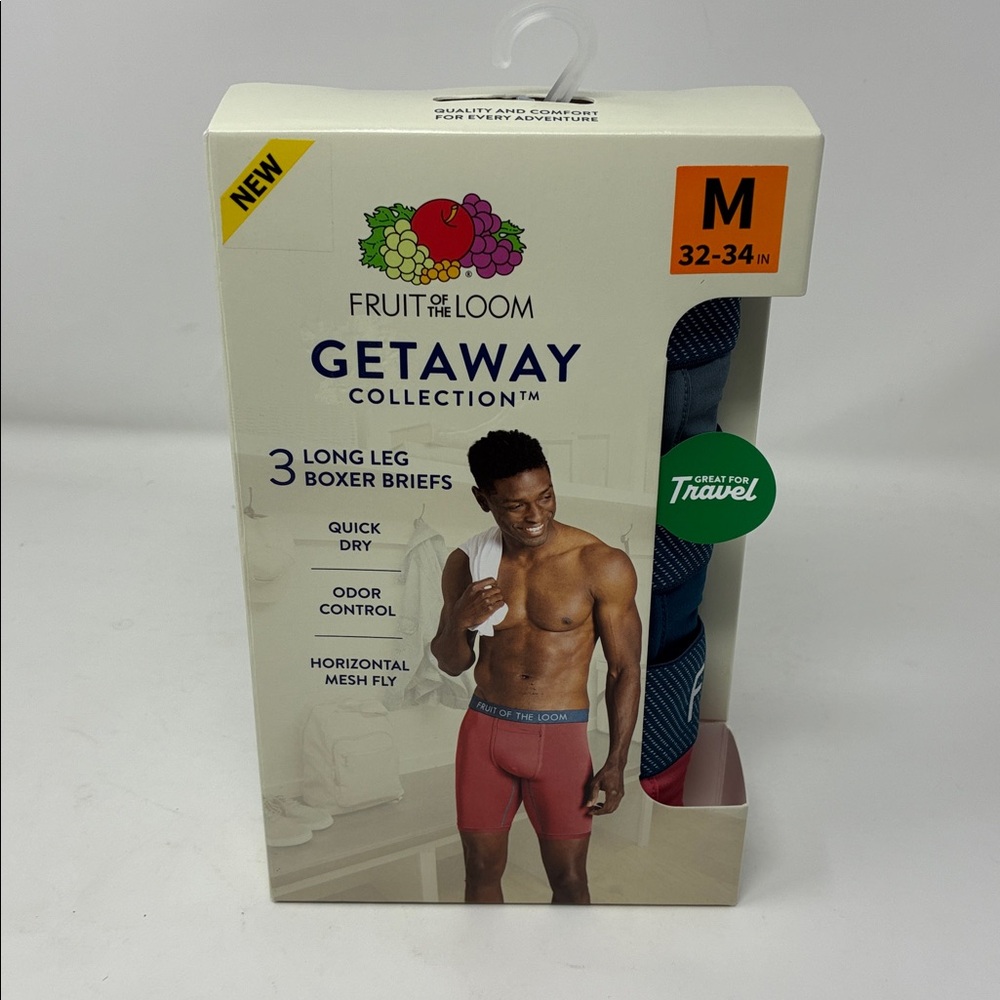 Fruit of the Loom Men's Getaway Breathable Long Leg Boxer Brief - Size S, M, XL - Picture 6 of 7